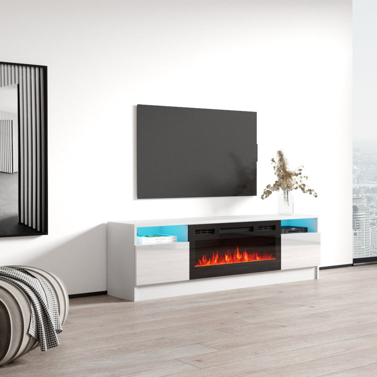 Wayfair white tv stand deals with fireplace